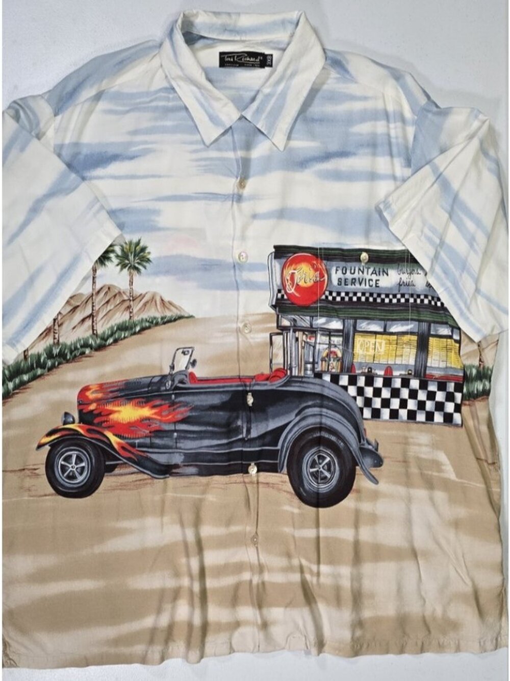 Tori Richard Short Sleeve Button Up Hot Rod Diner Hawaiian Camp Shirt Men's 3XB